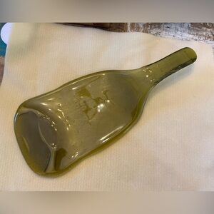 Green Flattened Glass Bottle